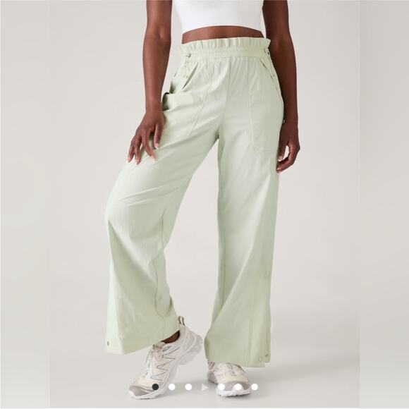 Athleta Trekkie High Rise Parachute Pant Caledon Green 2024 Size 0 Baggy Pull On - Picture 1 of 16